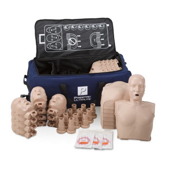 ZESTAW FANTOMÓW OSOBY DOROSŁEJ 12 SZT CPR-AED Z MASKAMI TWARZOWYMI Z WORKAMI PŁUCNYMI Z TORBĄ TRANSPORTOWĄ NA KÓŁKACH Z TELESKOPOWĄ RĄCZKĄ PRESTAN